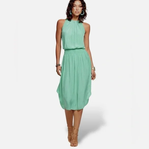 ruched midi dress pink Mint Velvet Pink Ruched Detail Midi Dress | Size 6 | Pink | Short Sleeve
